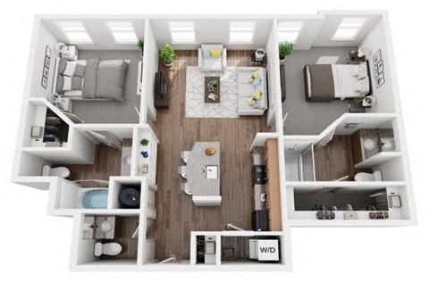 2 Bed 2 Bath 1060 sf Greene Floor Plan at Two Addison Place, 31322, Georgia